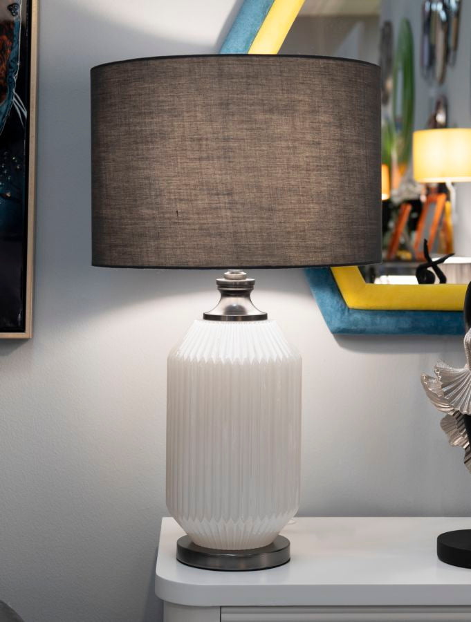 Tischlampe Brighty Weiß Grau 65 cm – Tischleuchte