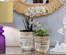 Vase Melody Weiß Gold 2er Set – Blumenvase Deko