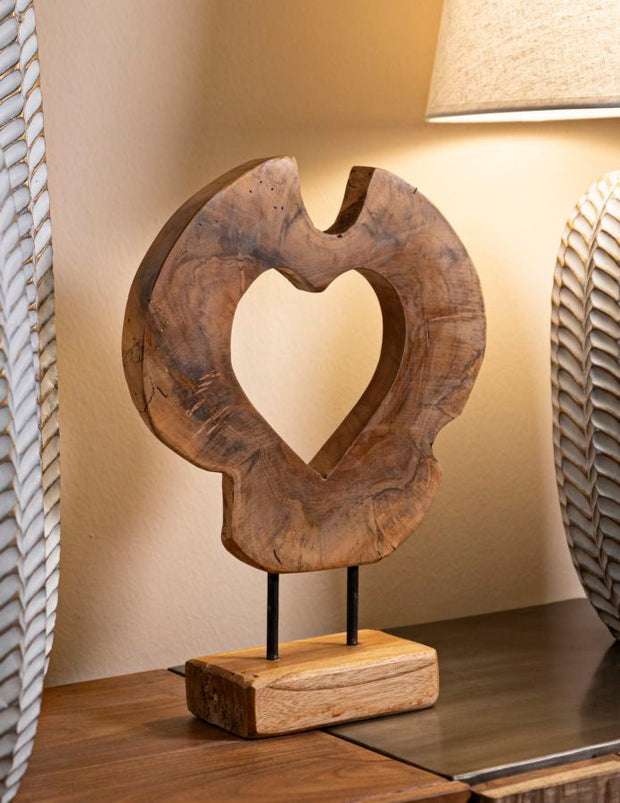 Dekofigur Herz Braun 38 cm – Skulptur Deko
