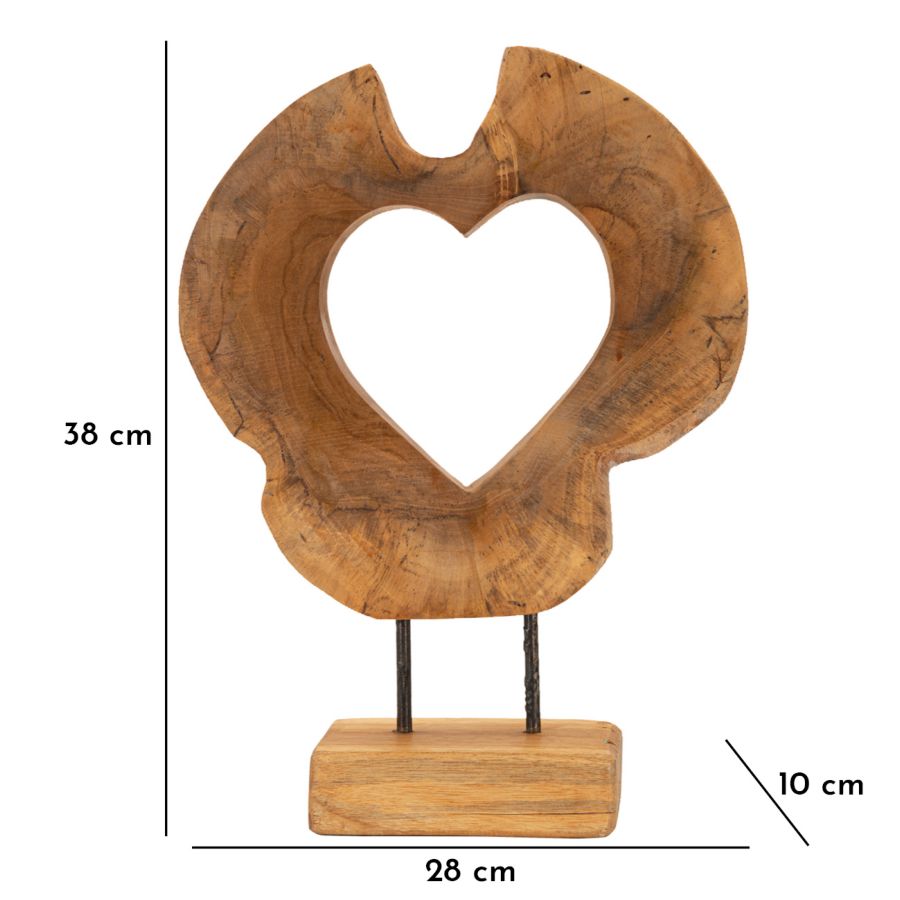 Dekofigur Herz Braun 38 cm – Skulptur Deko