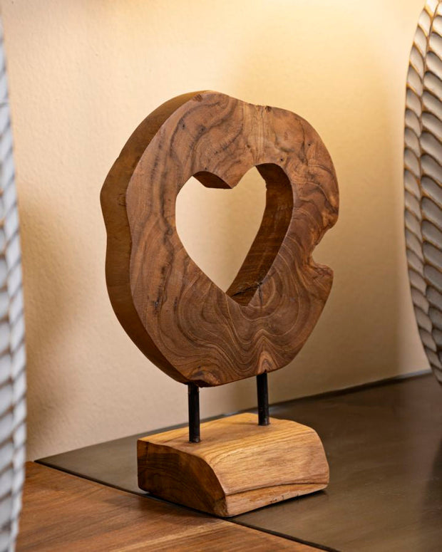 Dekofigur Herz Braun 28 cm – Skulptur Deko