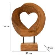 Dekofigur Herz Braun 28 cm – Skulptur Deko