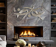 Wandpaneel Abstrakt Mondrian Silber – Wanddeko