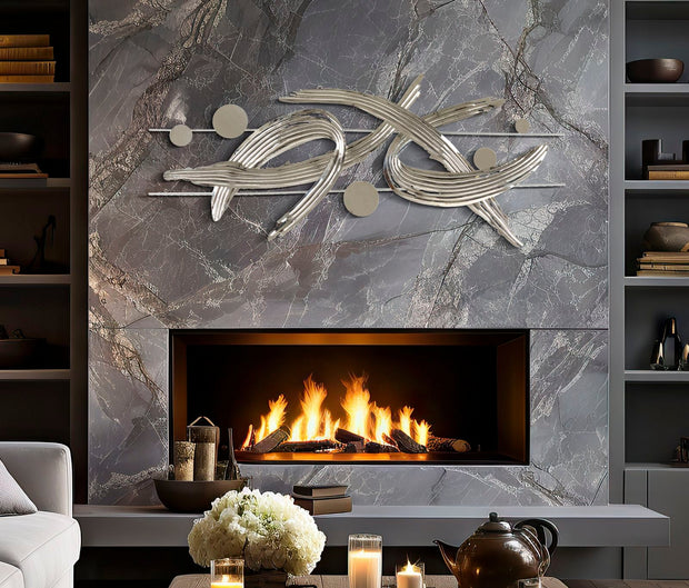 Wandpaneel Abstrakt Mondrian Silber – Wanddeko