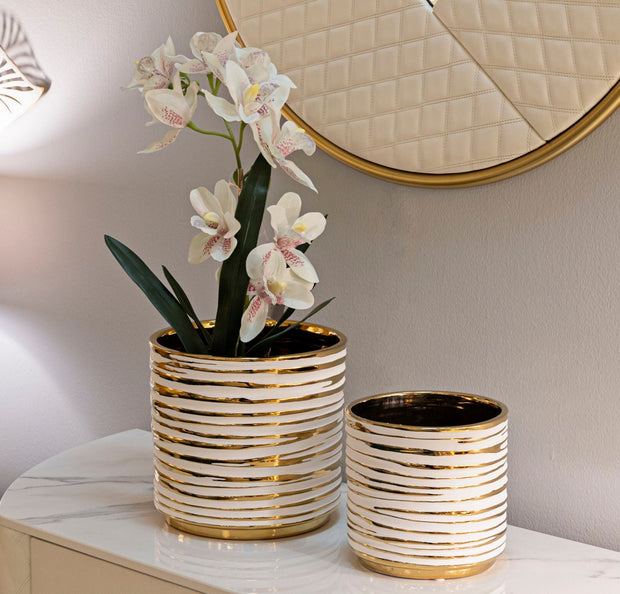 Vase Blom Weiß Gold 2er Set – Blumenvase Deko