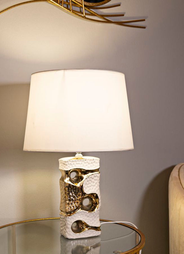 Tischlampe Florida Weiß Gold 43,5 cm – Tischleuchte