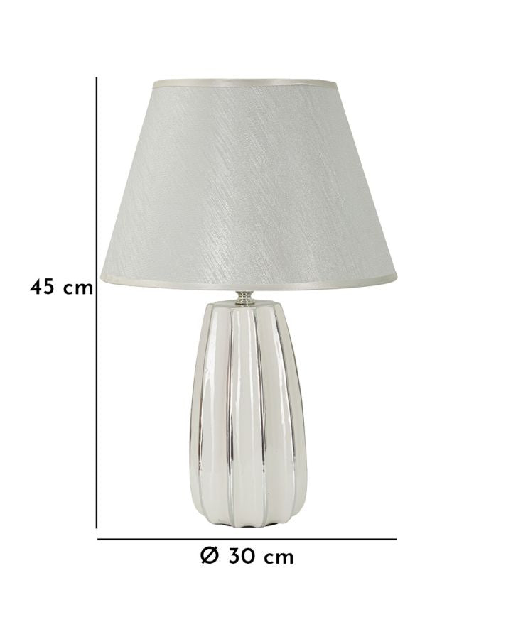 Tischlampe Emmi Weiß Silber 45 cm – Tischleuchte