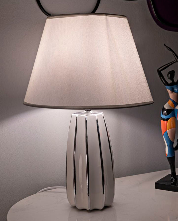 Tischlampe Emmi Weiß Silber 45 cm – Tischleuchte