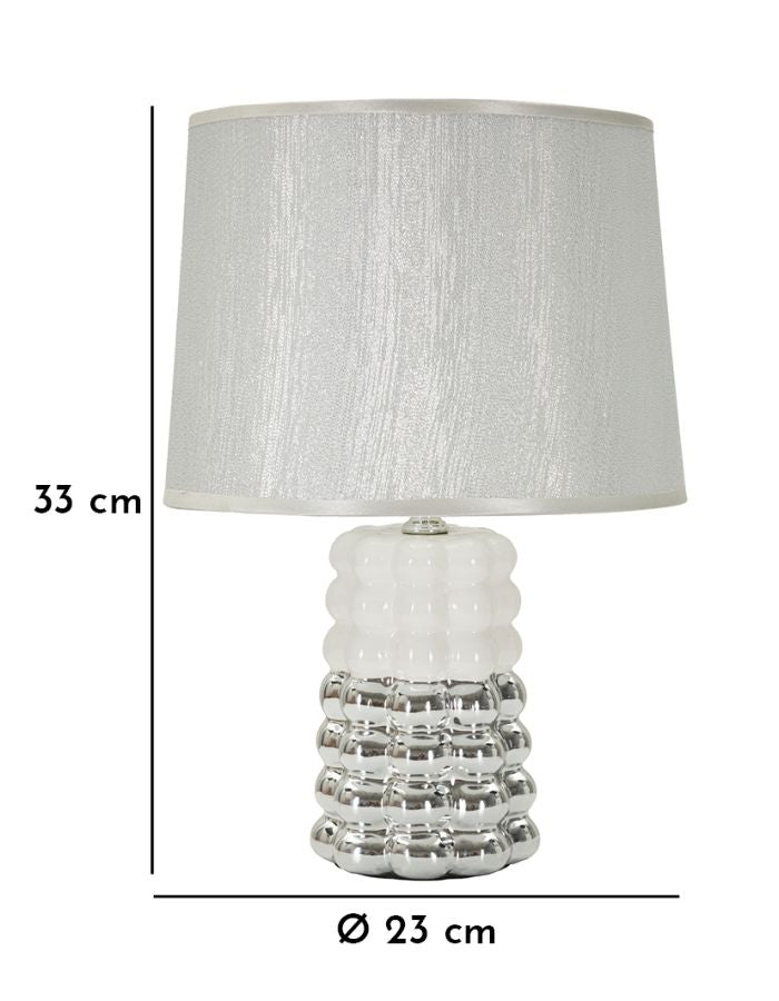 Tischlampe Lace Weiß Silber 33 cm – Tischleuchte