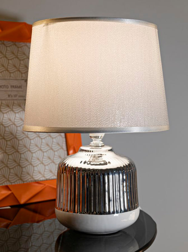 Tischlampe Lucina Weiß Silber 29 cm – Tischleuchte