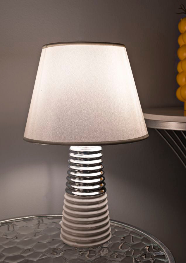 Tischlampe Candela Weiß Silber 41 cm – Tischleuchte
