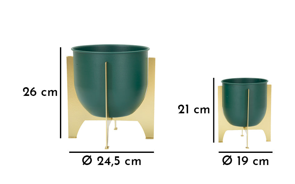 Blumenständer Grent Grün Gold 2er Set Groß – Pflanzenständer