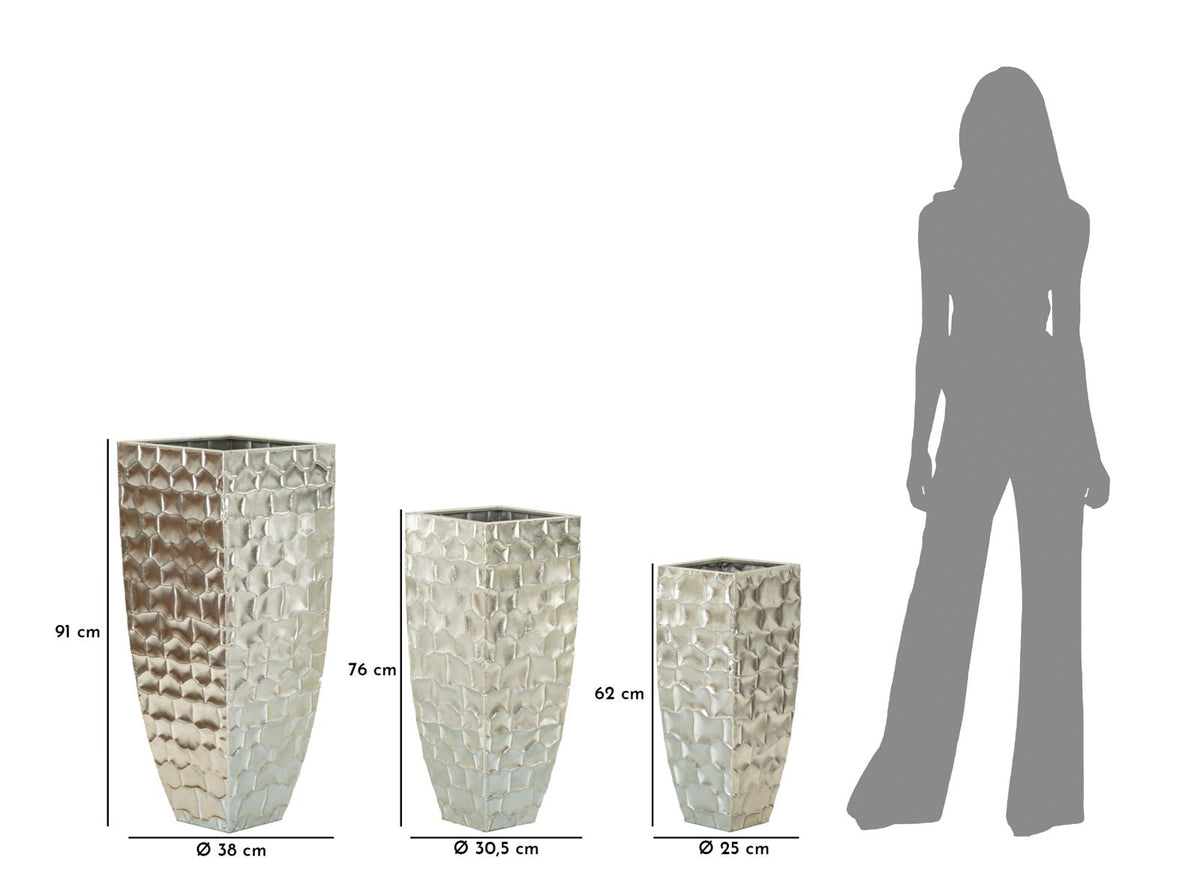 Bodenvase Argy Silber 3er Set 90,8 cm