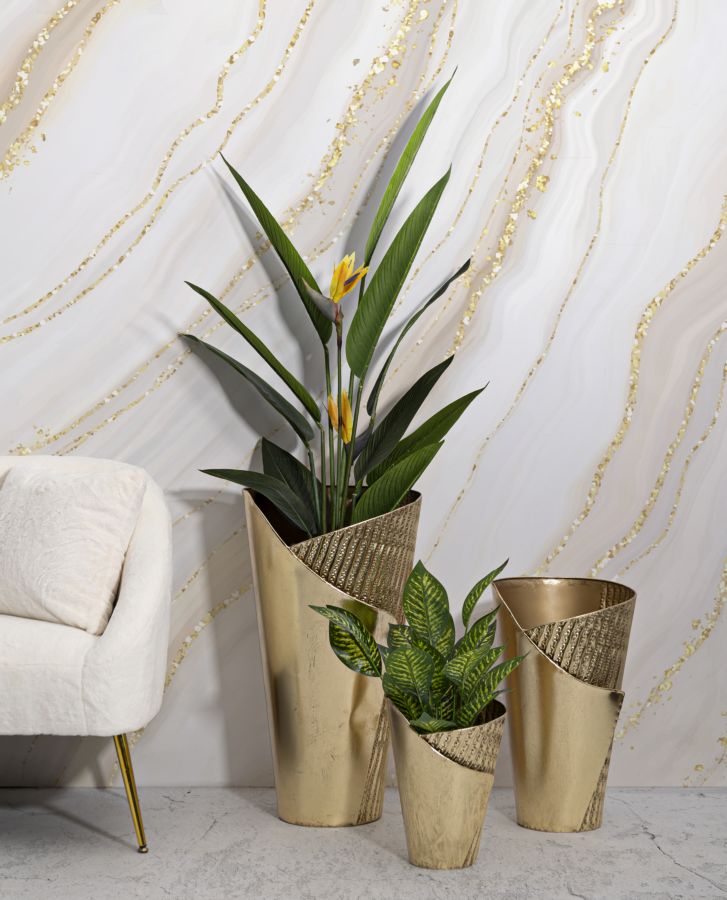 Bodenvase Flosty Gold 3er Set 75 cm