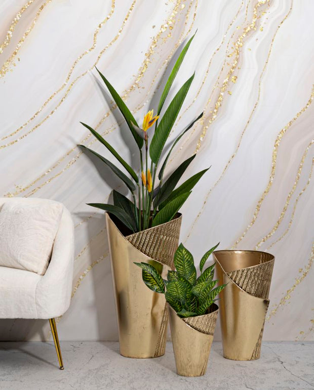 Bodenvase Flosty Gold 3er Set 75 cm