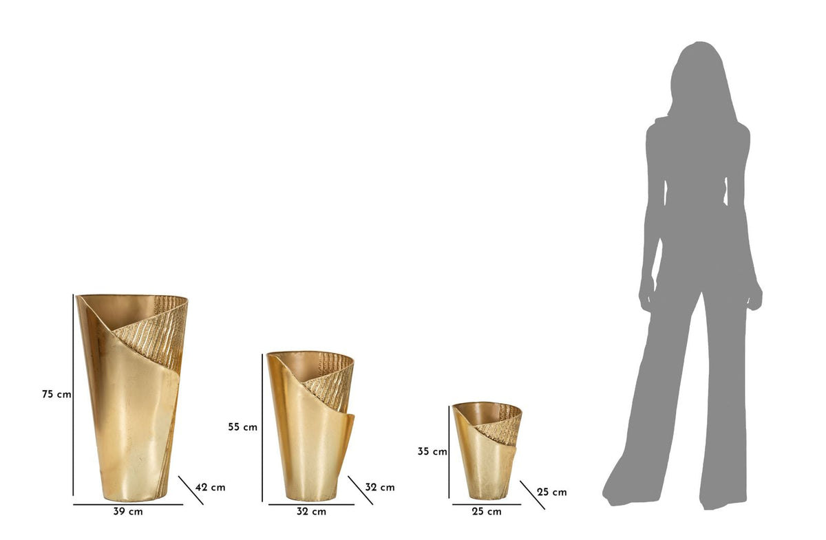 Bodenvase Flosty Gold 3er Set 75 cm