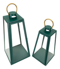 Laterne Set 2-teilig Grün Gold – Laterne Metall