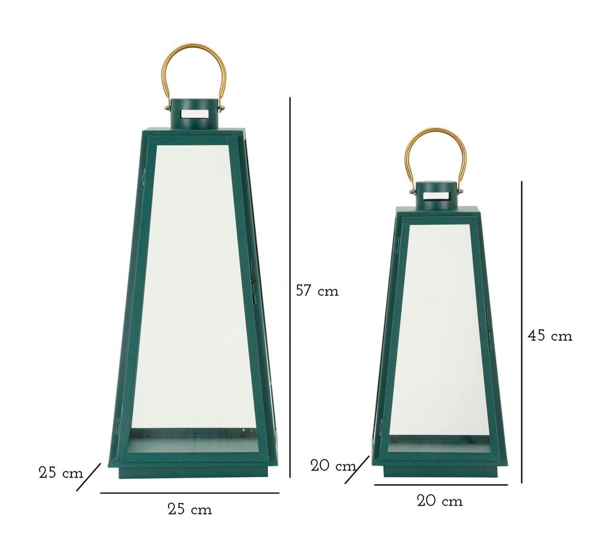 Laterne Set 2-teilig Grün Gold – Laterne Metall