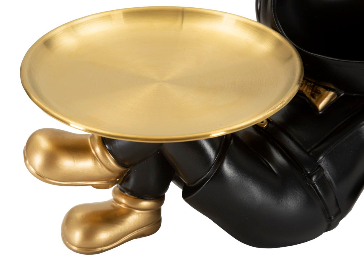 Dekofigur Hund Buddy Schwarz Gold 18,5 cm mit Sonnenbrille – Tierfigur
