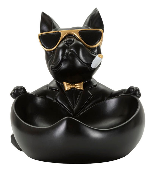 Dekofigur Hund mit Schale Gold – Tierfigur