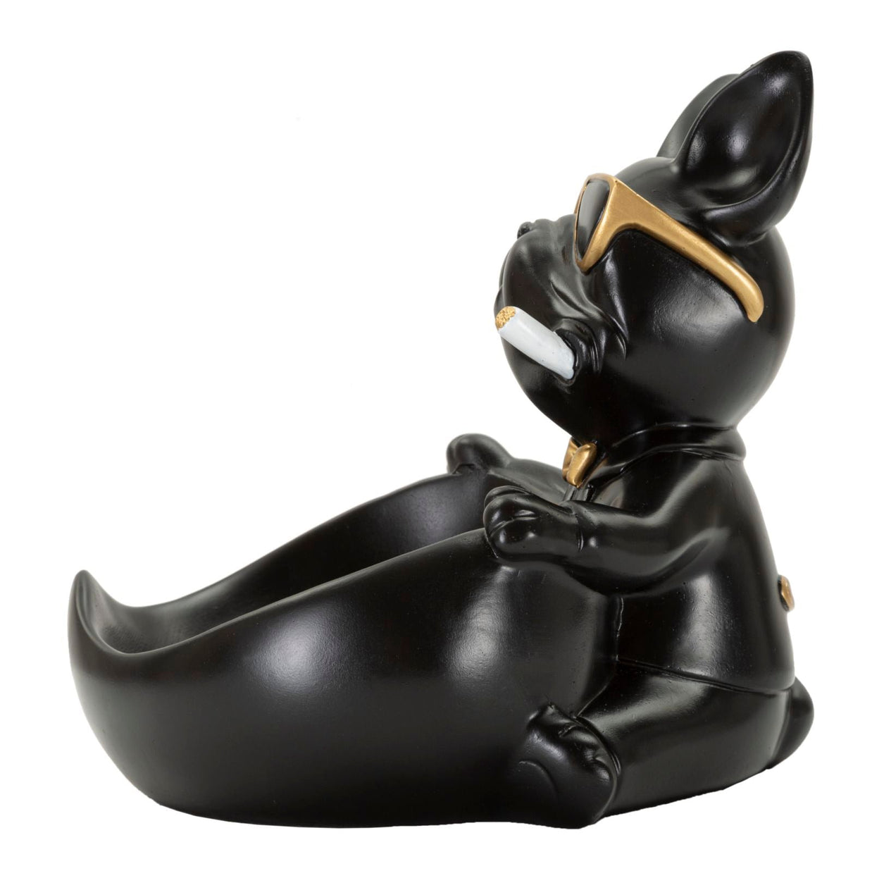 Dekofigur Hund mit Schale Gold – Tierfigur