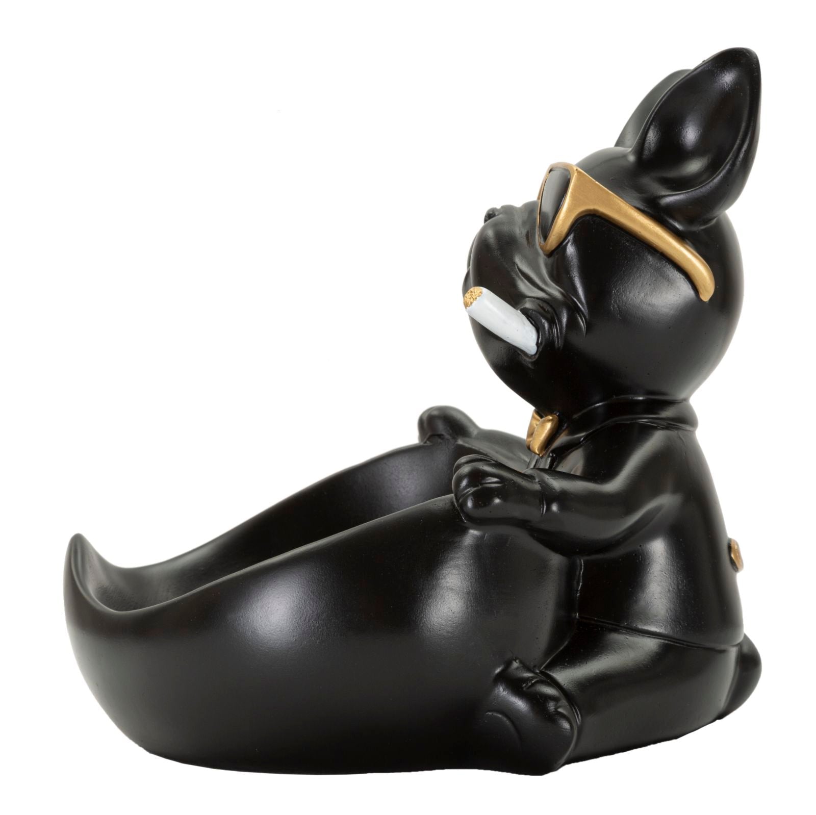 Dekofigur Hund mit Schale Gold – Tierfigur
