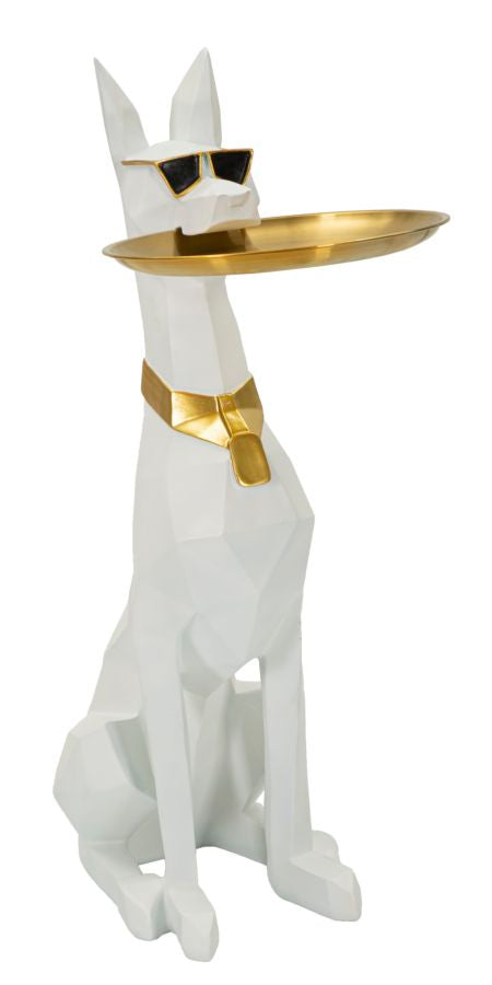 Dekofigur Pitbull Origami Weiß Gold – Tierfigur