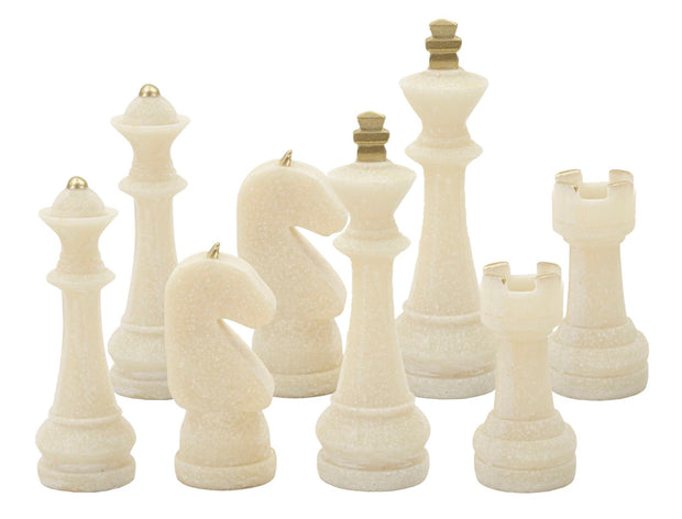 Schachfiguren Set Weiß Gold 9,2 cm – Schach Deko