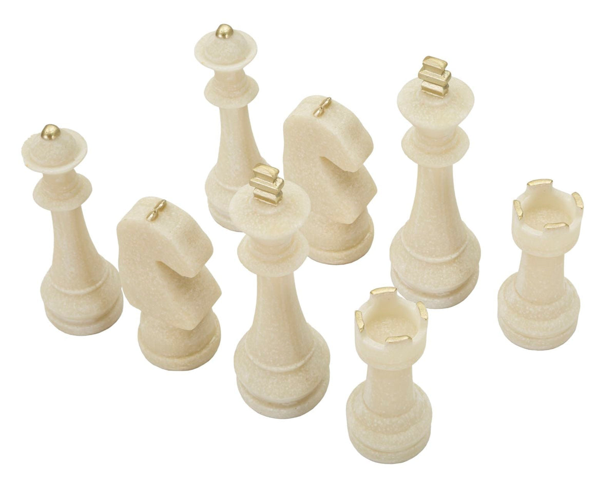 Schachfiguren Set Weiß Gold 9,2 cm – Schach Deko