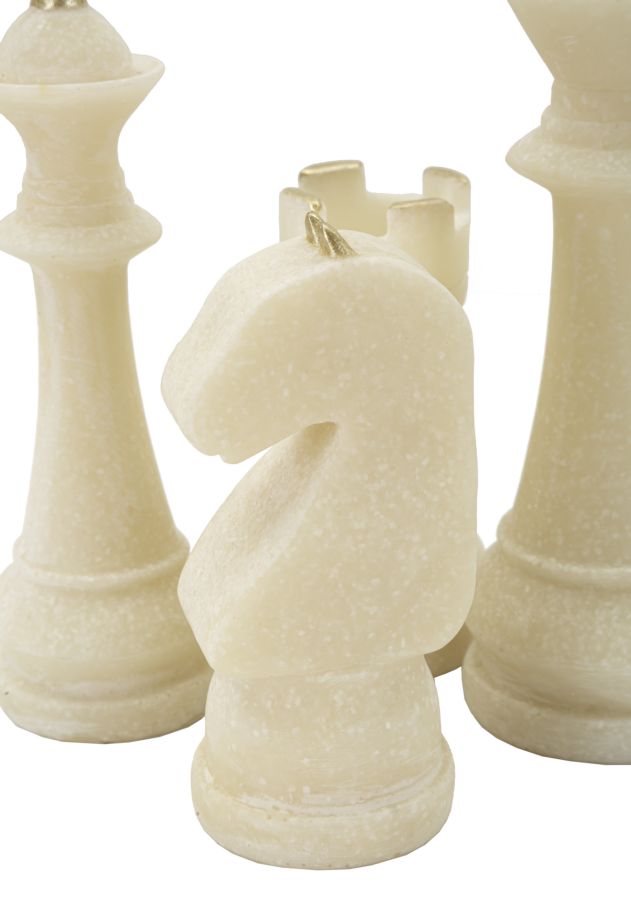 Schachfiguren Set Weiß Gold 9,2 cm – Schach Deko