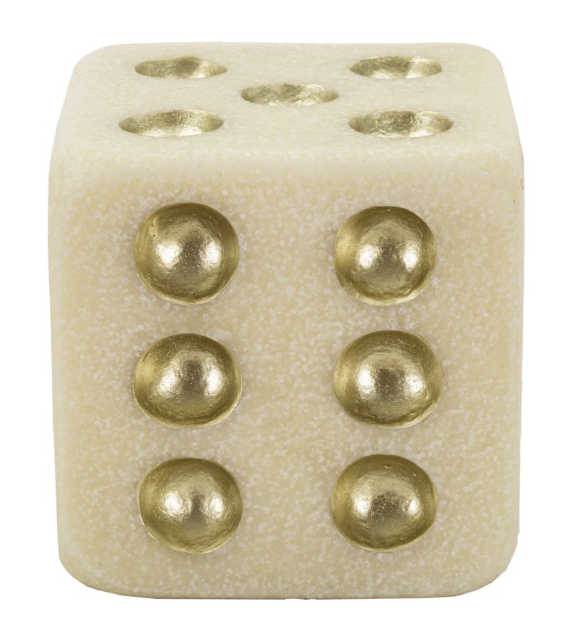 Dekofigur Würfel Weiß Gold 12 cm – Skulptur Deko