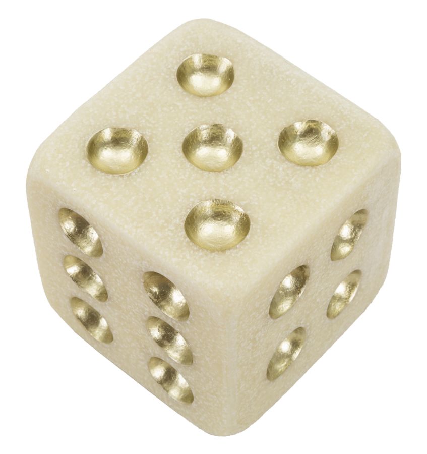 Dekofigur Würfel Weiß Gold 12 cm – Skulptur Deko