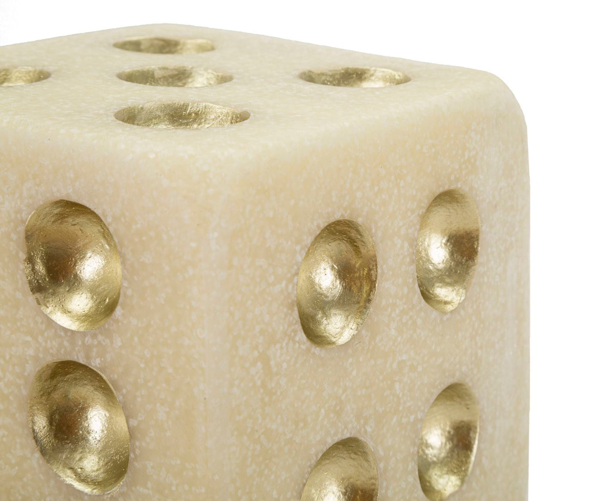 Dekofigur Würfel Weiß Gold 12 cm – Skulptur Deko