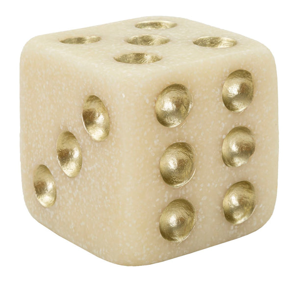 Dekofigur Würfel Weiß Gold 8 cm – Skulptur Deko