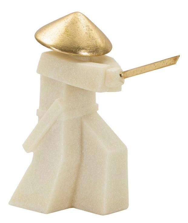 Samurai Toku Weiß Gold 30 cm – Skulptur Deko