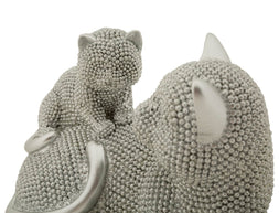 Dekofigur Katze mit Junges Silber – Tierfigur