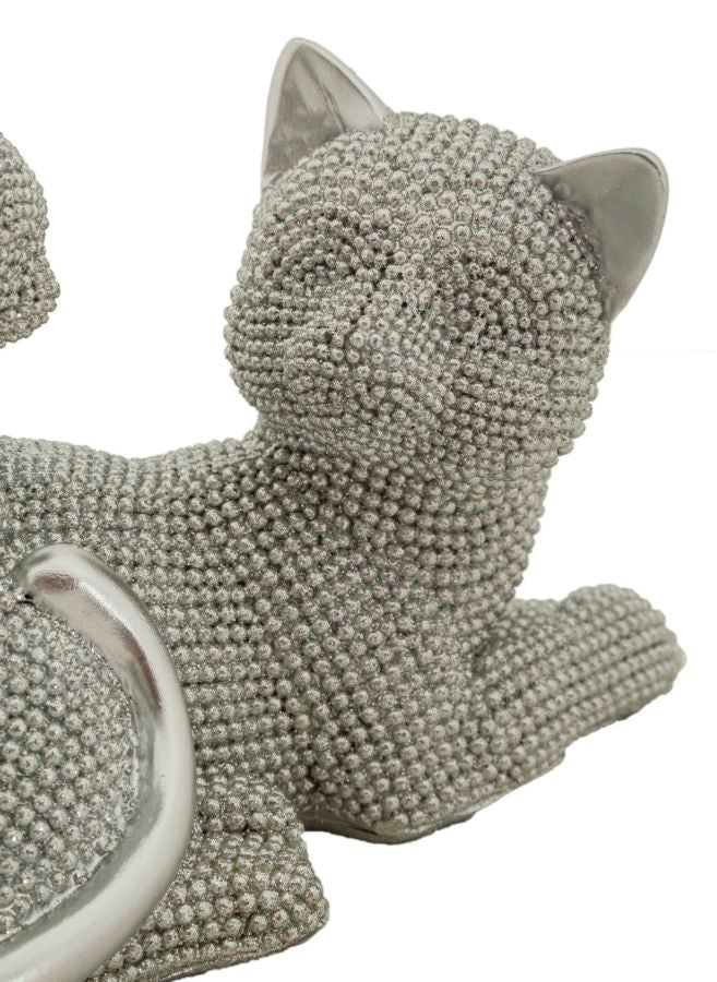 Dekofigur Katze mit Junges Silber – Tierfigur