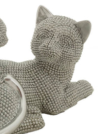 Dekofigur Katze mit Junges Silber – Tierfigur