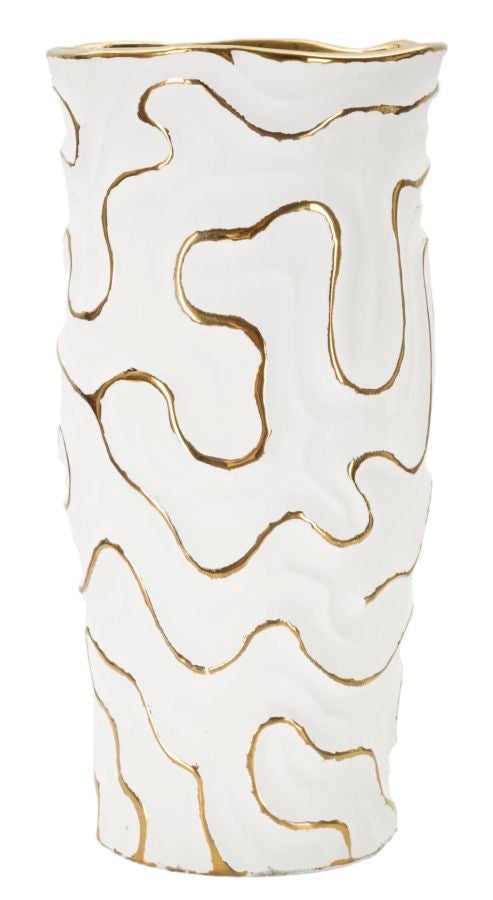Blumenvase Adore Weiß Gold 32,5 cm – Dekovase