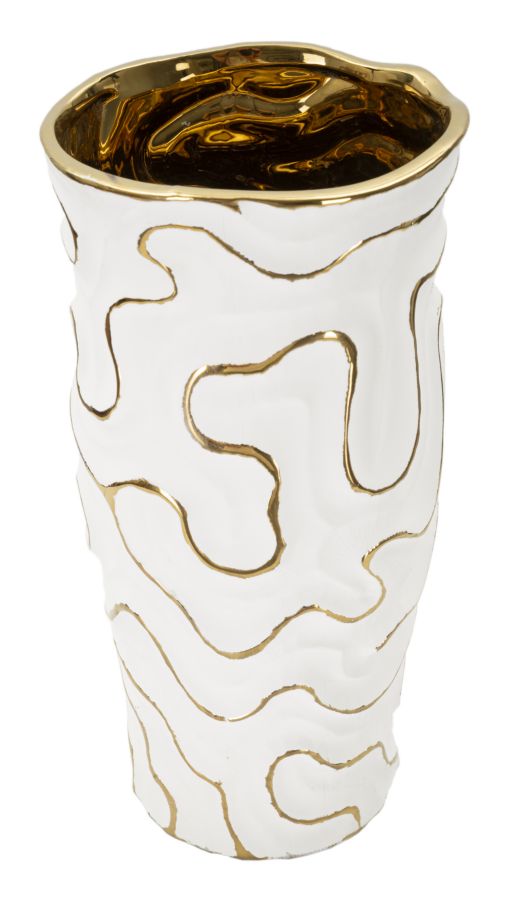 Blumenvase Adore Weiß Gold 32,5 cm – Dekovase