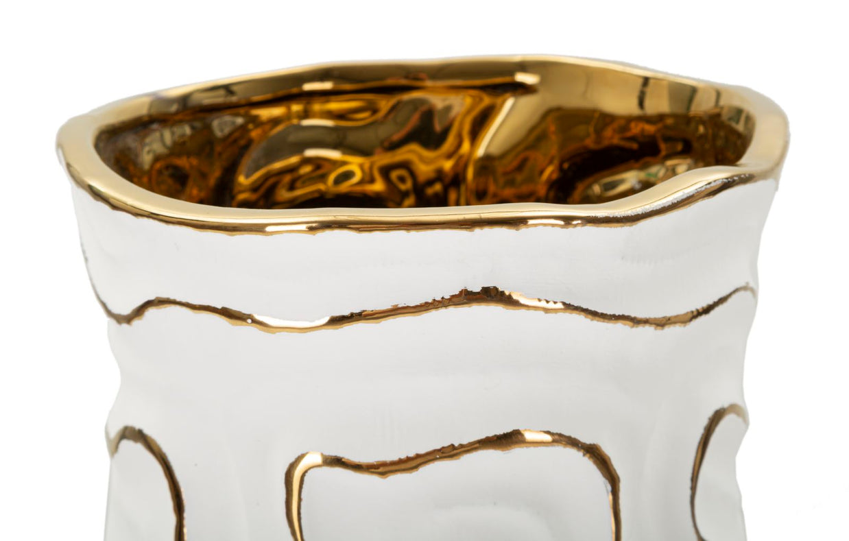 Blumenvase Adore Weiß Gold 32,5 cm – Dekovase