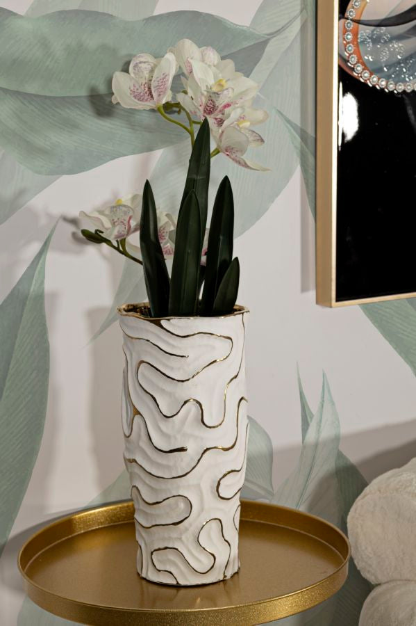 Blumenvase Adore Weiß Gold 32,5 cm – Dekovase
