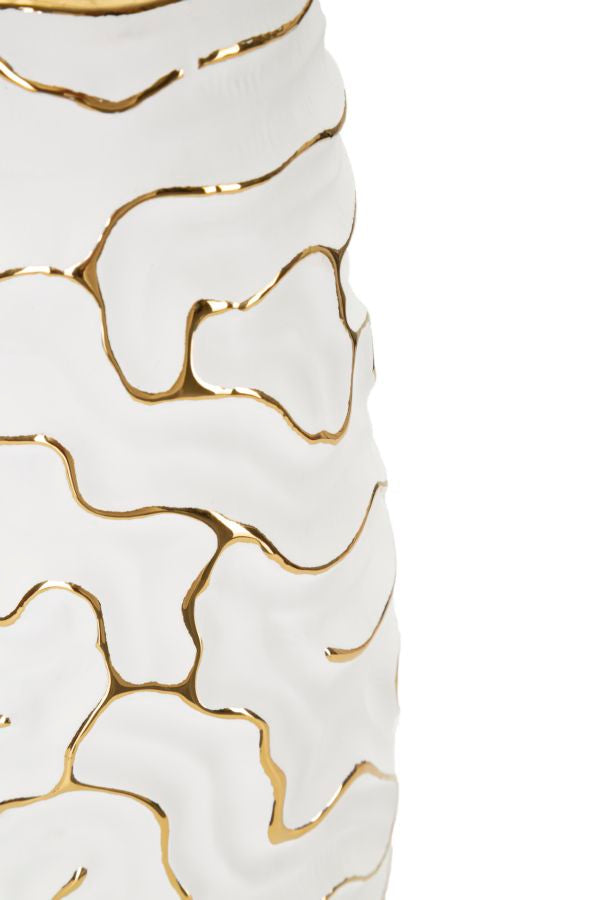 Vase Lia Weiß Gold – Blumenvase Deko
