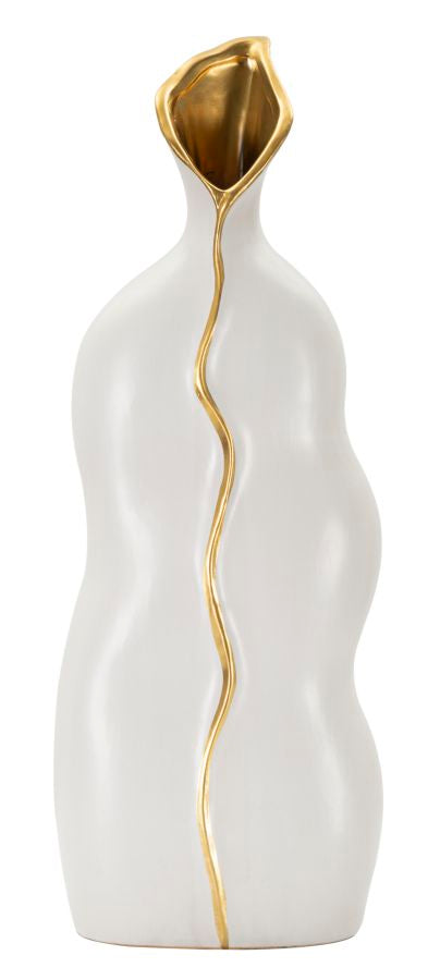 Blumenvase Uma Weiß Gold 50 cm – Dekovase