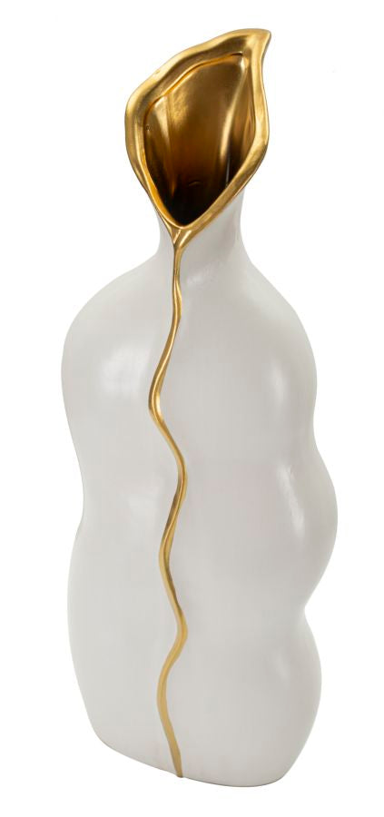 Blumenvase Uma Weiß Gold 50 cm – Dekovase