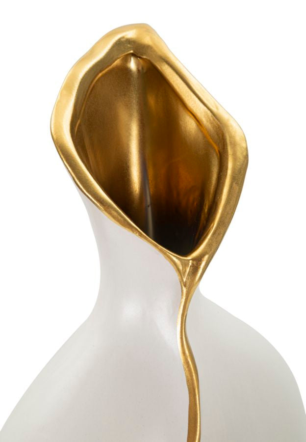 Blumenvase Uma Weiß Gold 50 cm – Dekovase