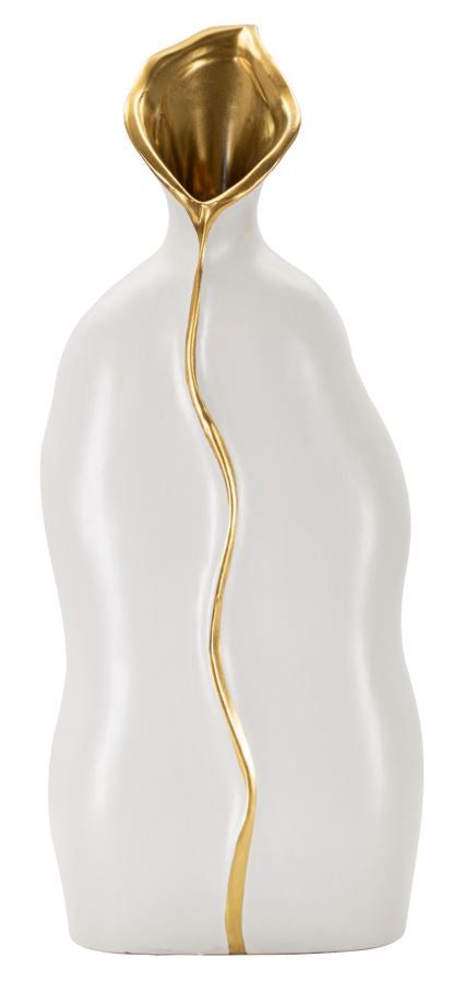 Blumenvase Uma Weiß Gold 40 cm – Dekovase