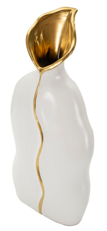 Blumenvase Uma Weiß Gold 40 cm – Dekovase