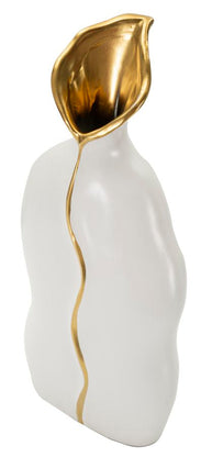 Blumenvase Uma Weiß Gold 40 cm – Dekovase