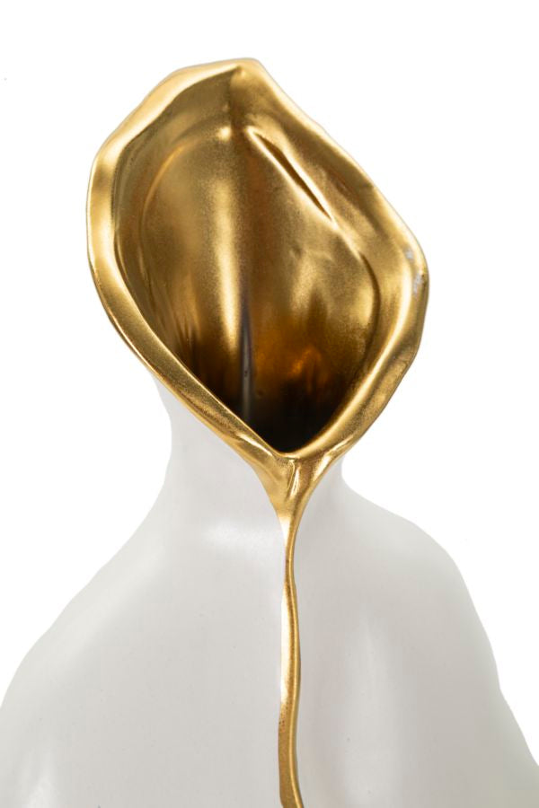 Blumenvase Uma Weiß Gold 40 cm – Dekovase